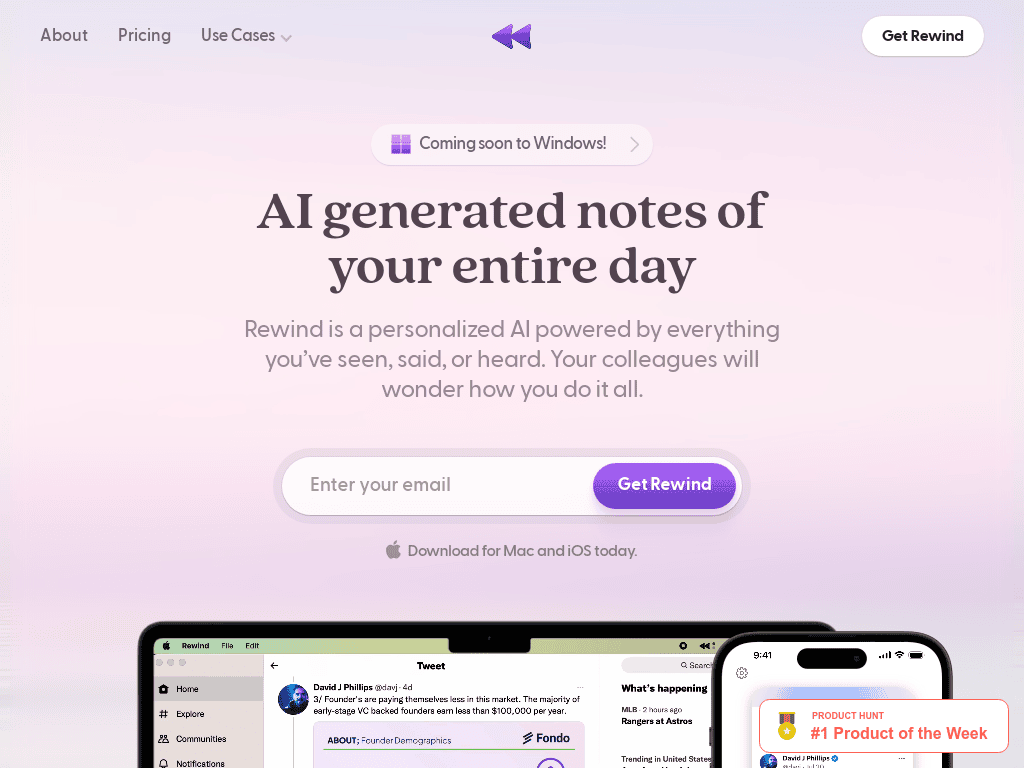 Rewind AIのスクリーンショット