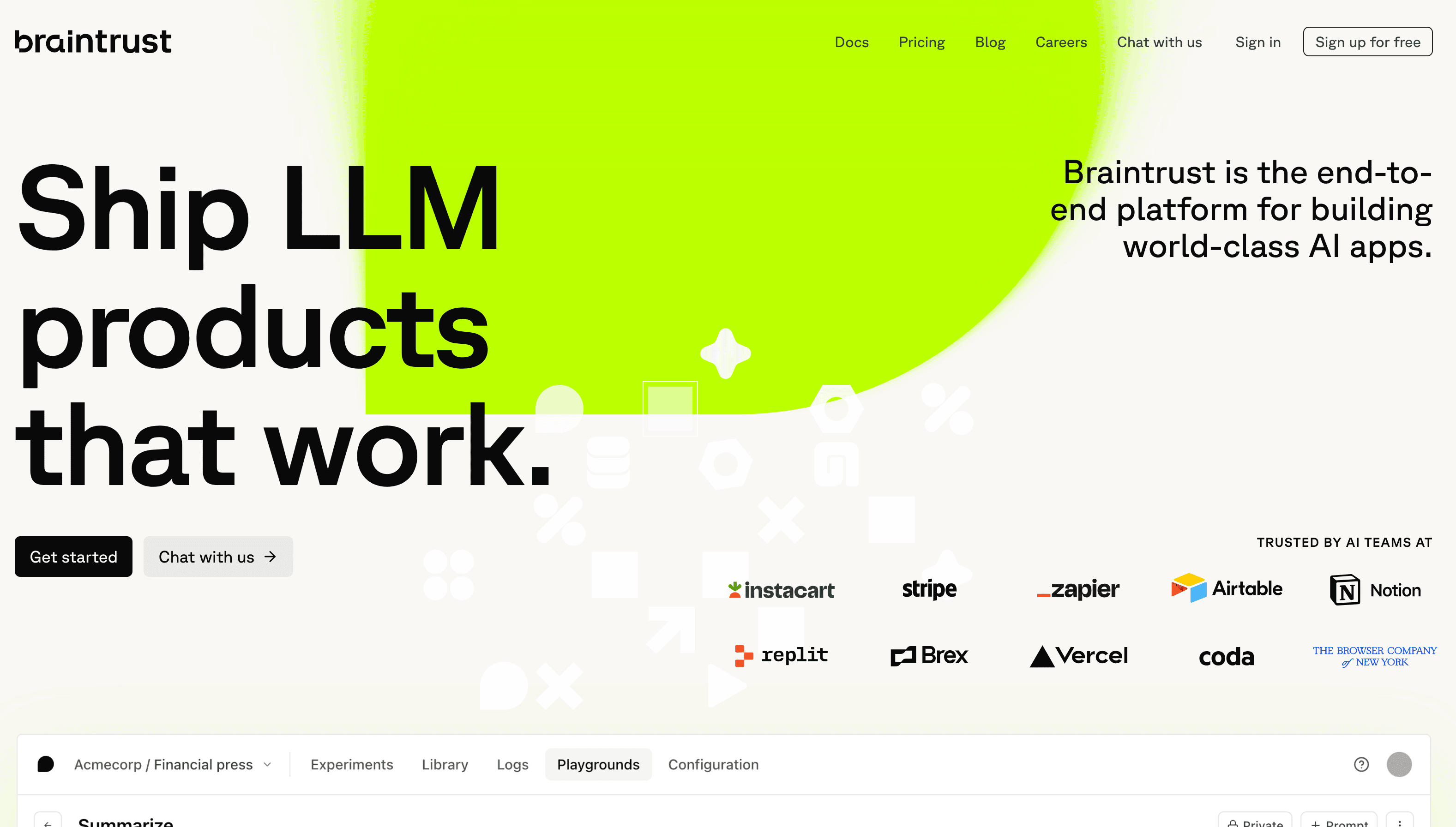 Braintrustのスクリーンショット