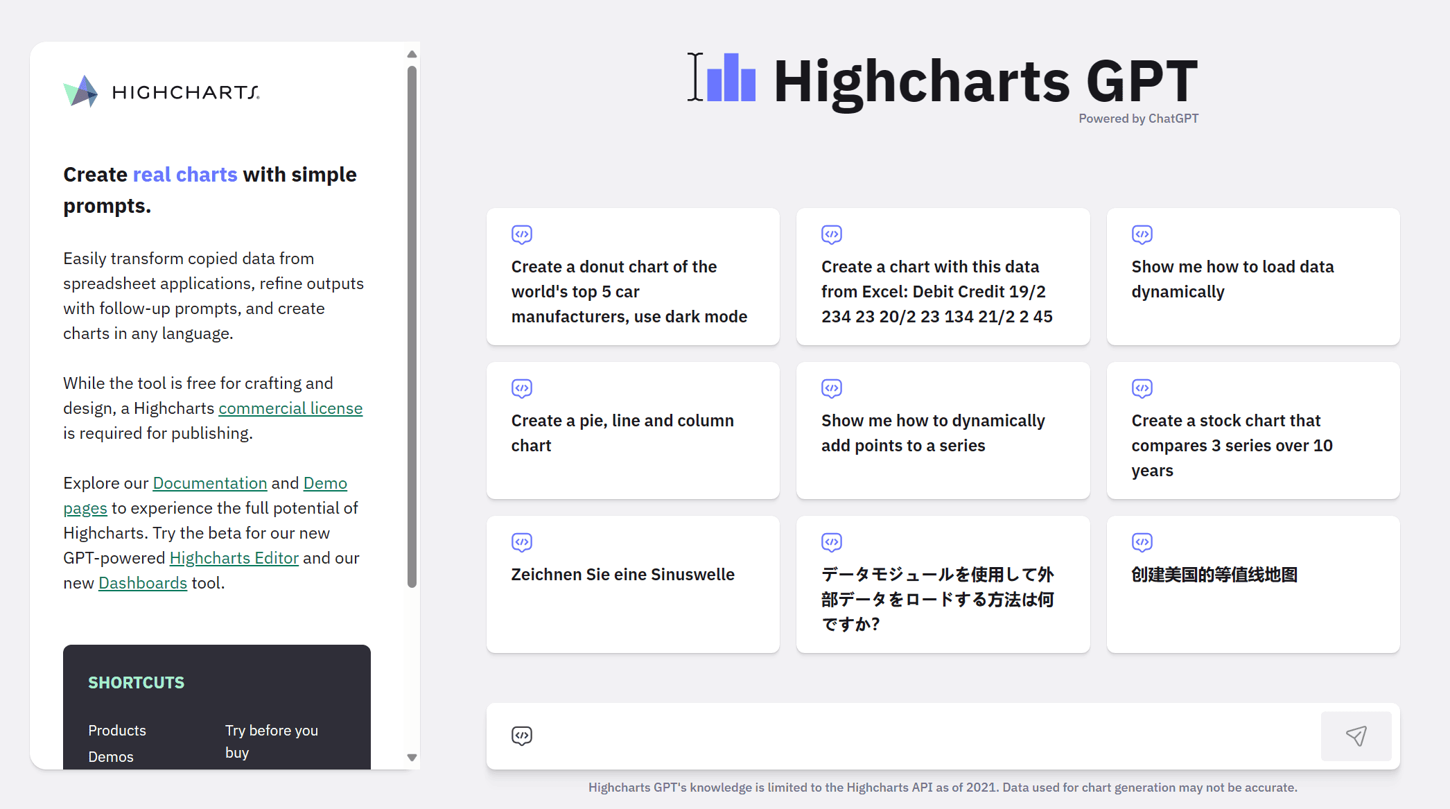 Highcharts GPTのスクリーンショット