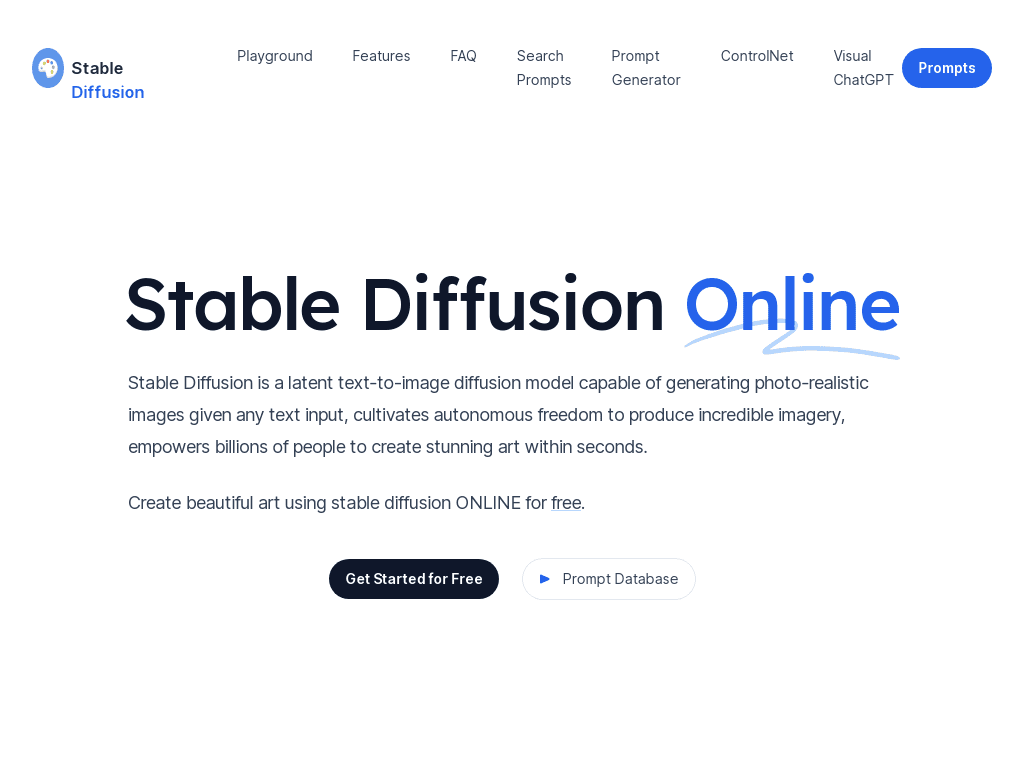 Stable Diffusion Onlineのスクリーンショット
