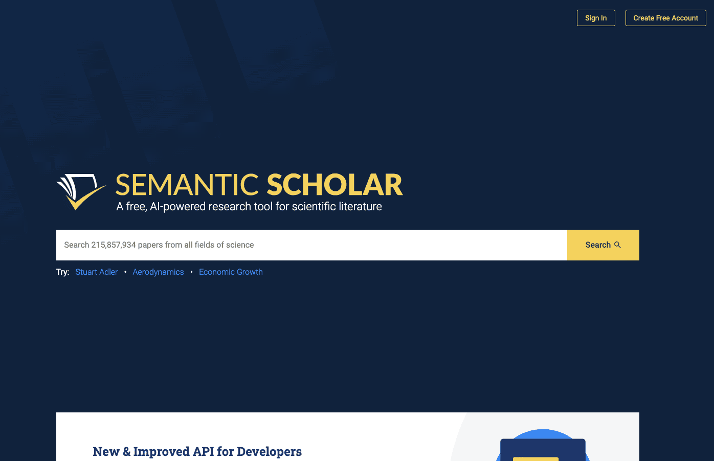 Semantic Scholarのスクリーンショット