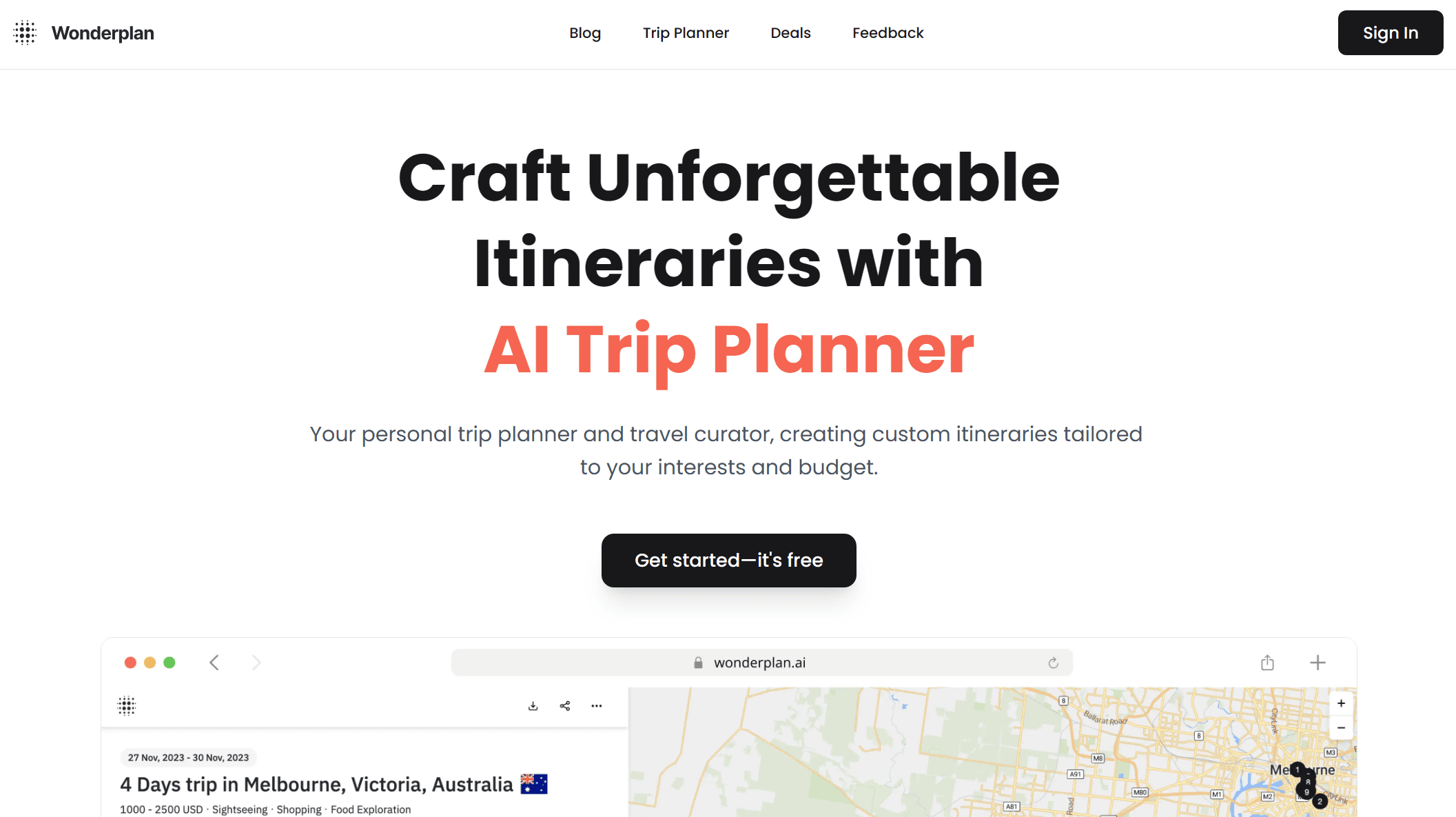 Wonderplan AIのスクリーンショット